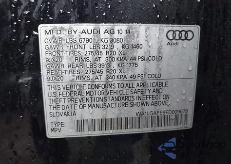 2015 Audi Q7 3.0T Premium z USA, uszkodzony, nr VIN WA1LGAFE9FD009678